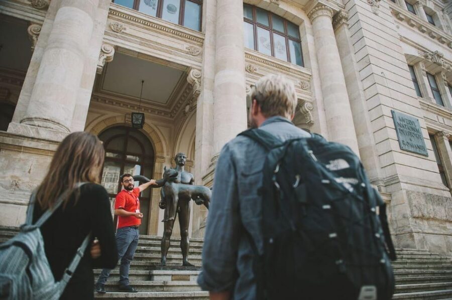 Bucharest Old Town Hidden Gems: Legends & Laneways Tour - A final viewpoint toward the History Museum at Piața Unirii
